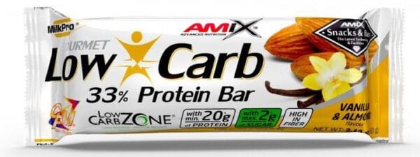 Amix low carb 33% protein bar 60g - vanilka s mandlí