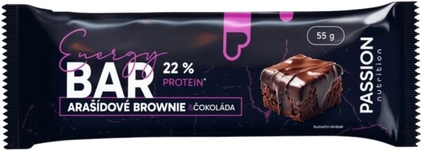 Passion nutrition protein energy bar 55 g - arašídové brownie/