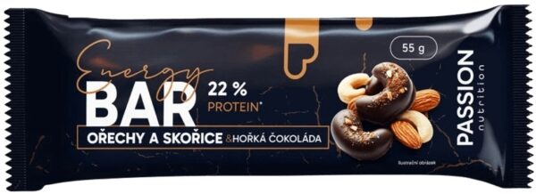 Passion nutrition protein energy bar 55 g - ořechy